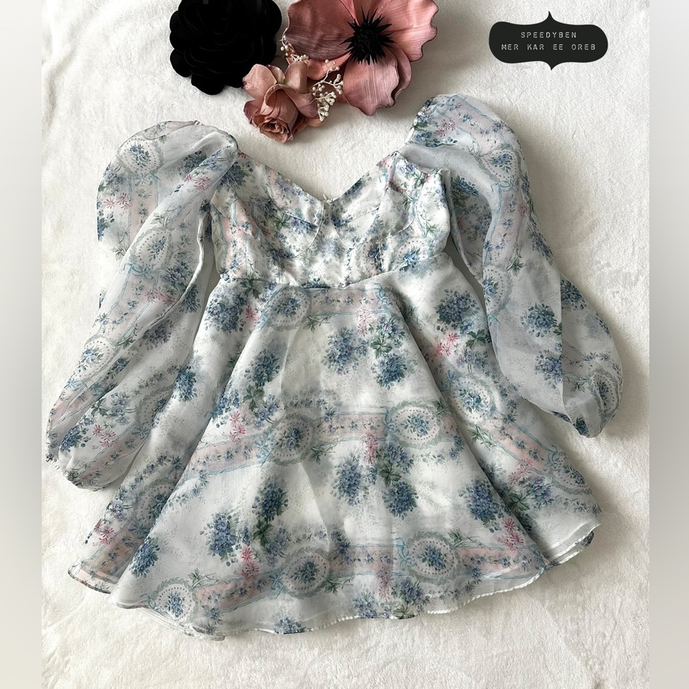 Selkie The Princess Blue Organza Puff Dress Medium